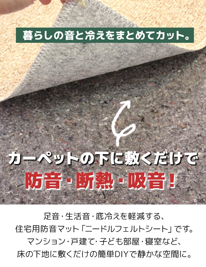 Amazon | 日本製 ニードルフェルト 20M巻き 約91cm×20m 大容量 吸音